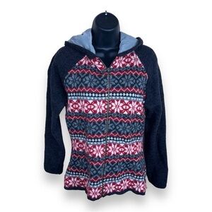 MEDIUM VINTAGE WOOLRICH NORDIC WOOL HOODIE JACKET LONG SLEEVE HOODED COTTAGECORE